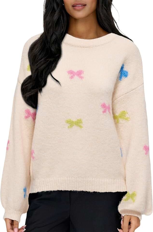 ONLY Damen Onlbrunhilda Life Ls Bow O-Neck KNT Onlbrunhilda Life Ls Bow O-Neck KNT (1er Pack)
