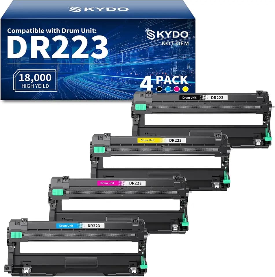 DR223CL DR223 Compatible Drum Unit Replacement for Brother DR223CL DR-223CL Use with MFC-L3770CDW MFC-L3750CDW HL-L3230CDW HL-L3270CDW HL-L3290CDW HL-L3210CW Black, Cyan, Magenta, Yellow, 4 Pack