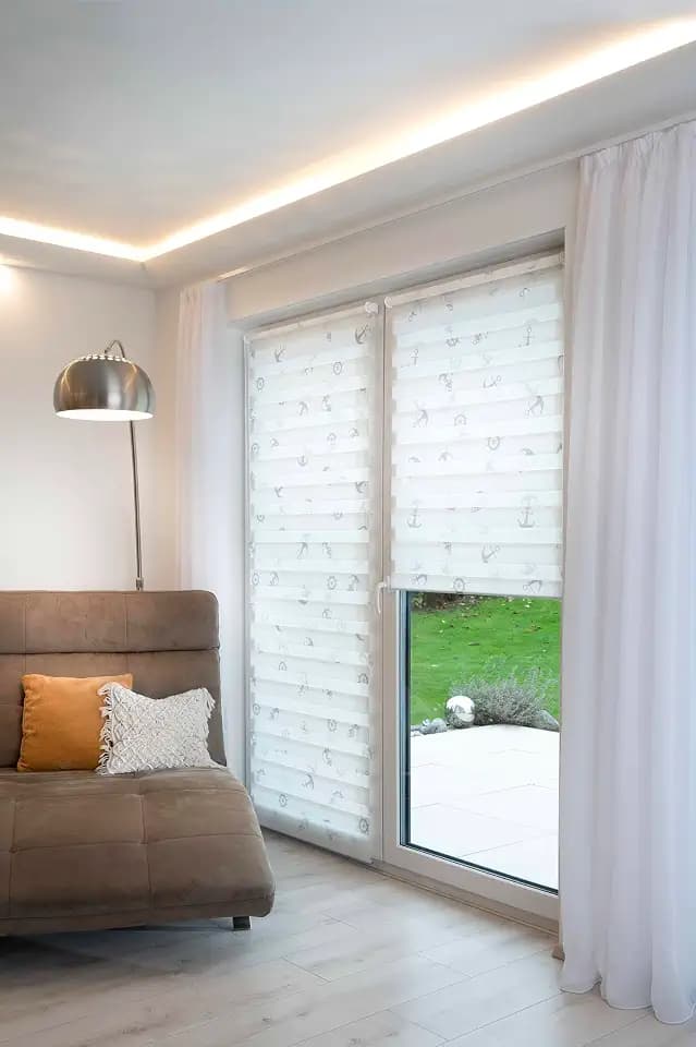 K-Home® Klemmfix Doppelrollo Madrid ohne Bohren Motiv Anker B55 x H150 cm