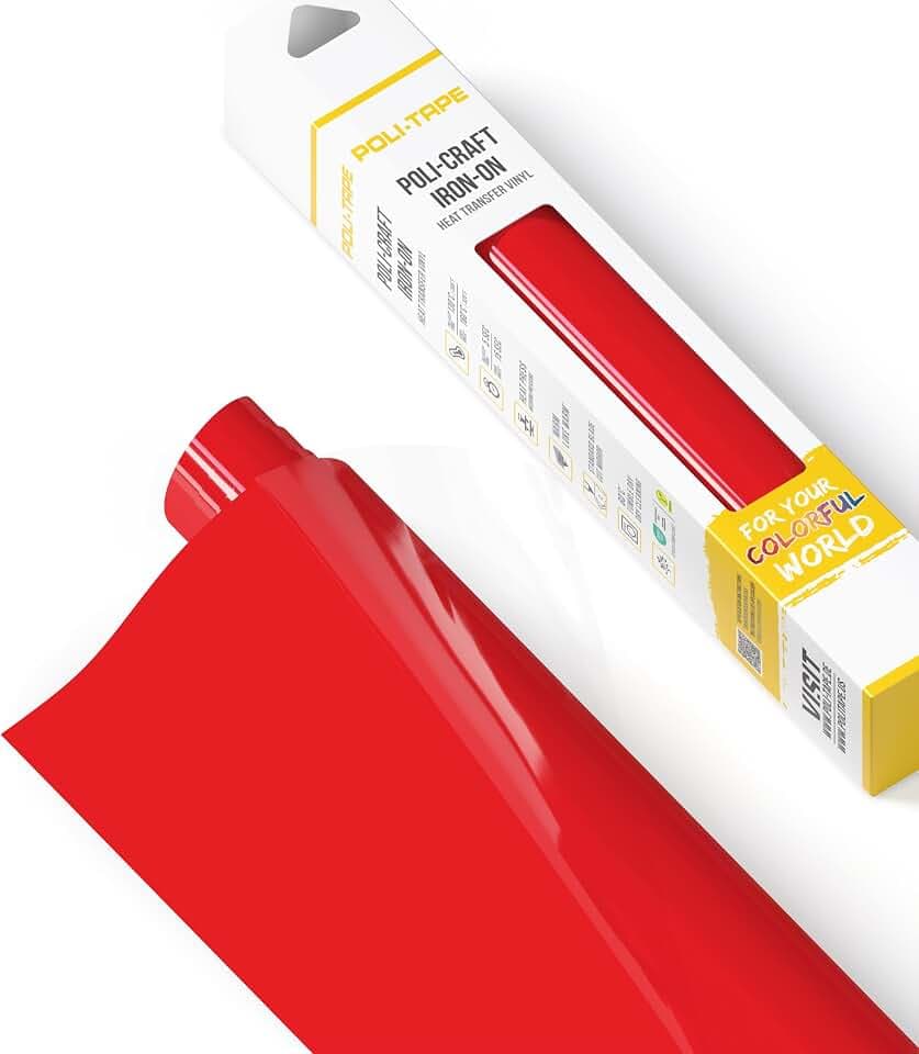 POLI-FLEX® TURBO® - Transferfolie für Textilien - Flexfolie zum Aufbügeln, Plotterfolie für DIY Shirts, Flammenrot matt, 30,5 cm x 122 cm