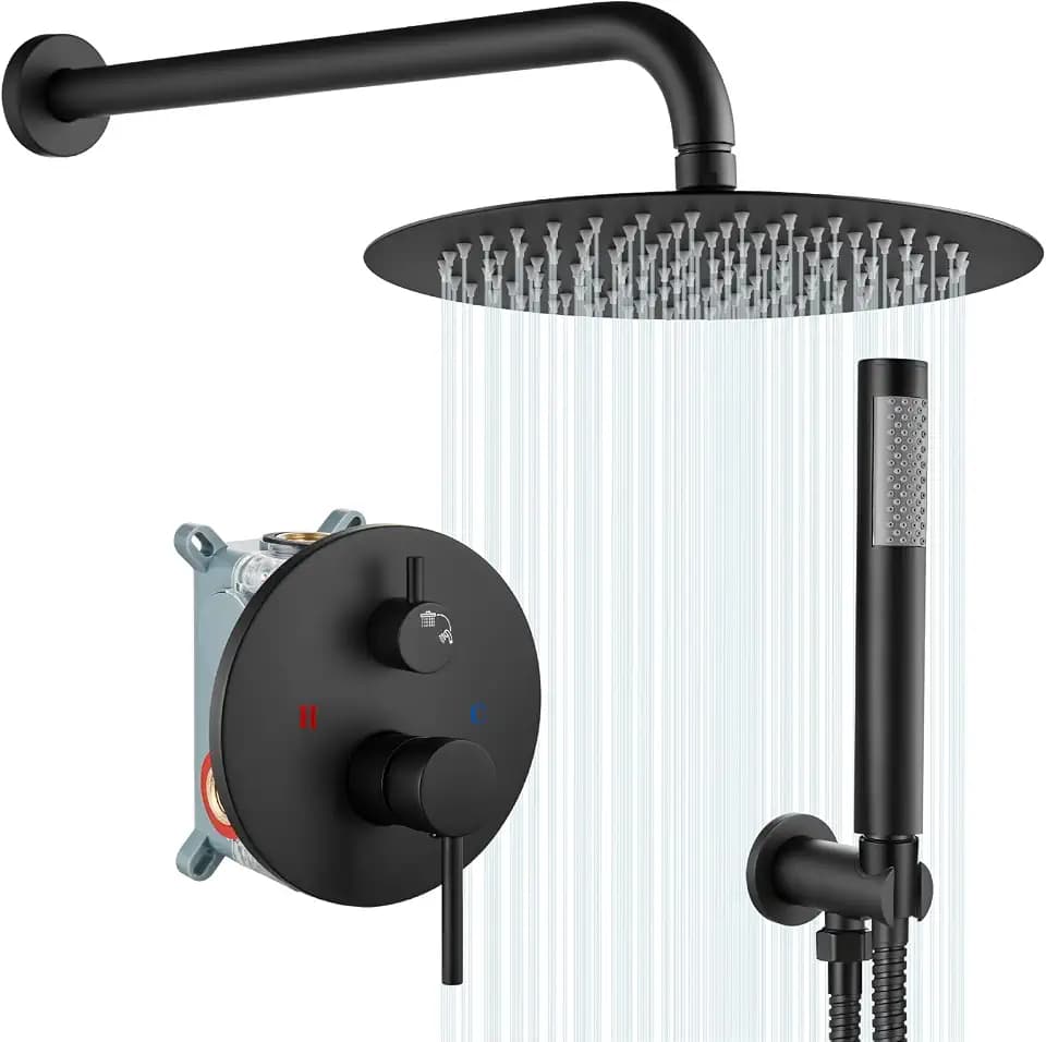 gotonovo Shower Faucet Set with Rough-in Valve Trim Kit,Matte Black