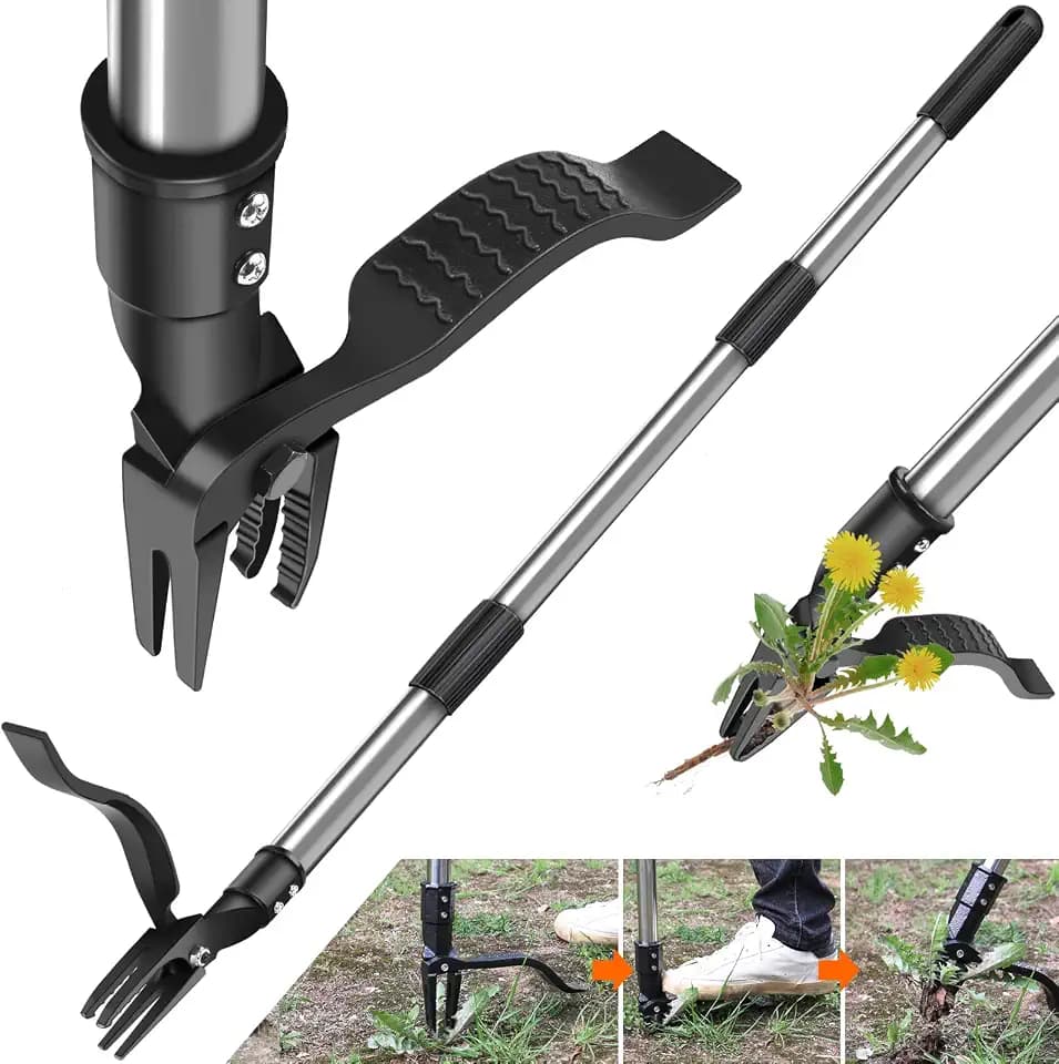 GOXAWEE Stand Up Weed Puller Tool with 46″ Long Handle, Manual Weeder Tool