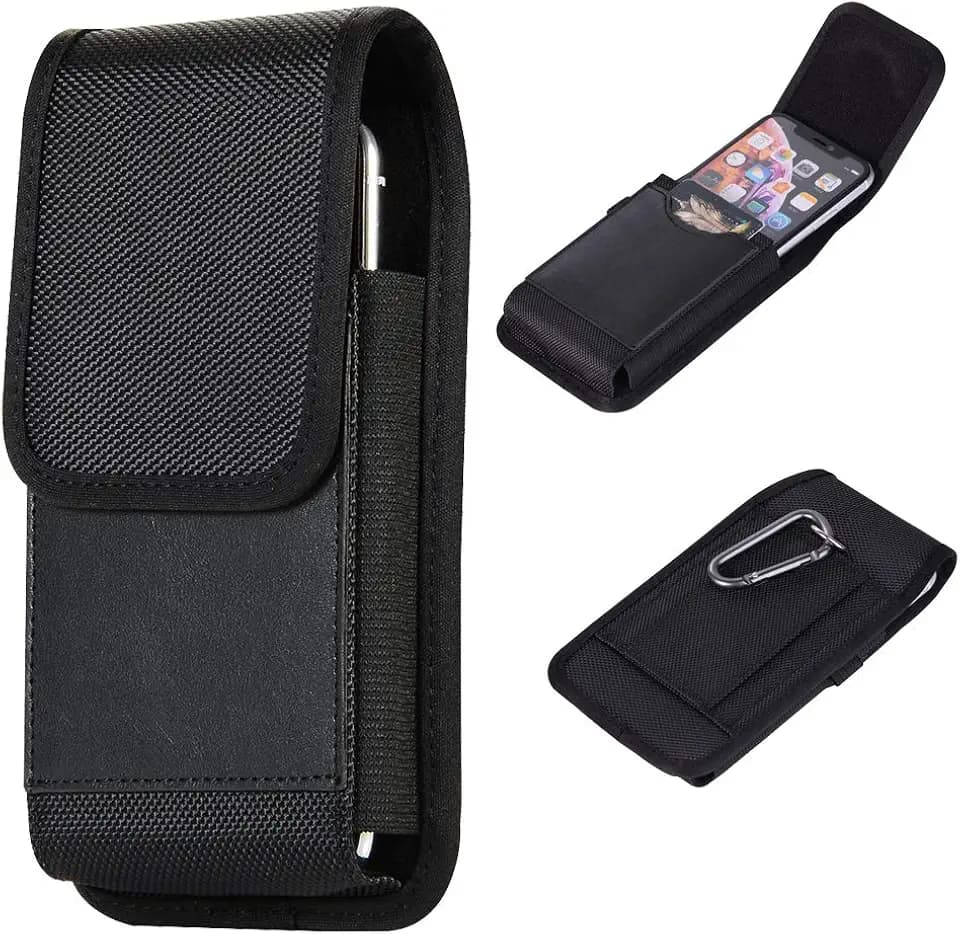 Premium Nylon Cell Phone Belt Holster Case with Belt Loop Pouch Holder for Google Pixel 8, Pixel 7a, 7, Pixel 6a, 6, 5a, 4a 5G, iPhone 11 Pro Max, Galaxy S23 S22 Plus, A33 A53, OnePlus Nord N20, 9, 8