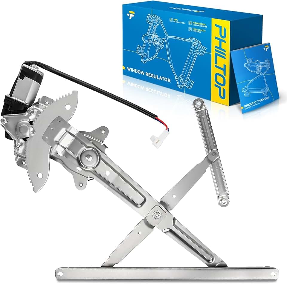 PHILTOP Front Left Side Power Window Regulator with Motor Compatible with 2000-2006 Toyota Tundra Replaces# 748502