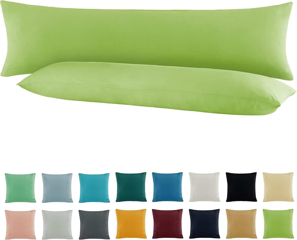 SHC by BaSaTex 2er Pack Jersey Kissenbezüge Kissenhüllen | Kopfkissenbezug aus 100% Baumwolle | 40x145 cm Seitenschläfer Kissenbezug | Farbe Apfel Grün