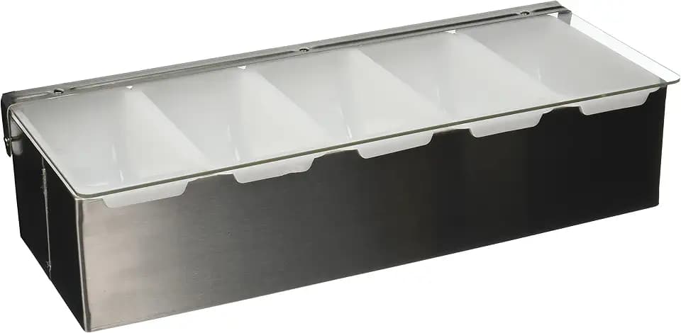Winco 15" Stainless Steel 5-Compartment Condiment Holder