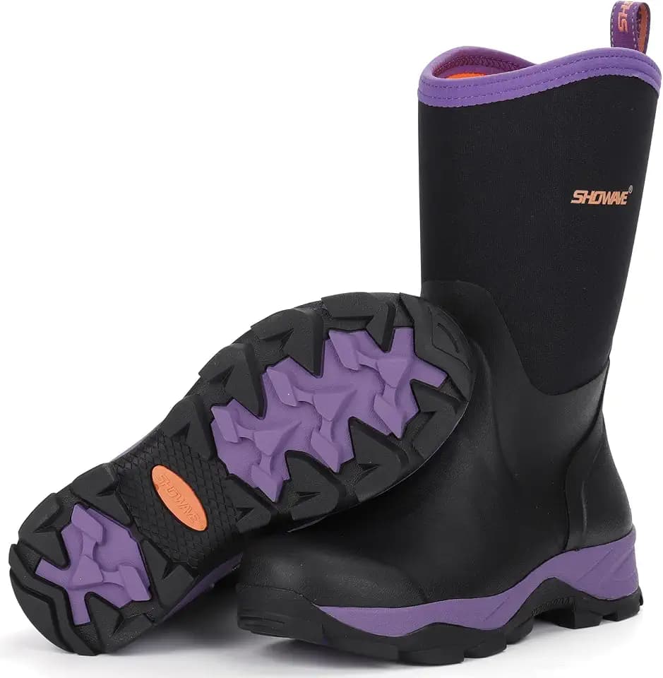 Showave Rubber Boots for Women Mid Calf Rain Boots