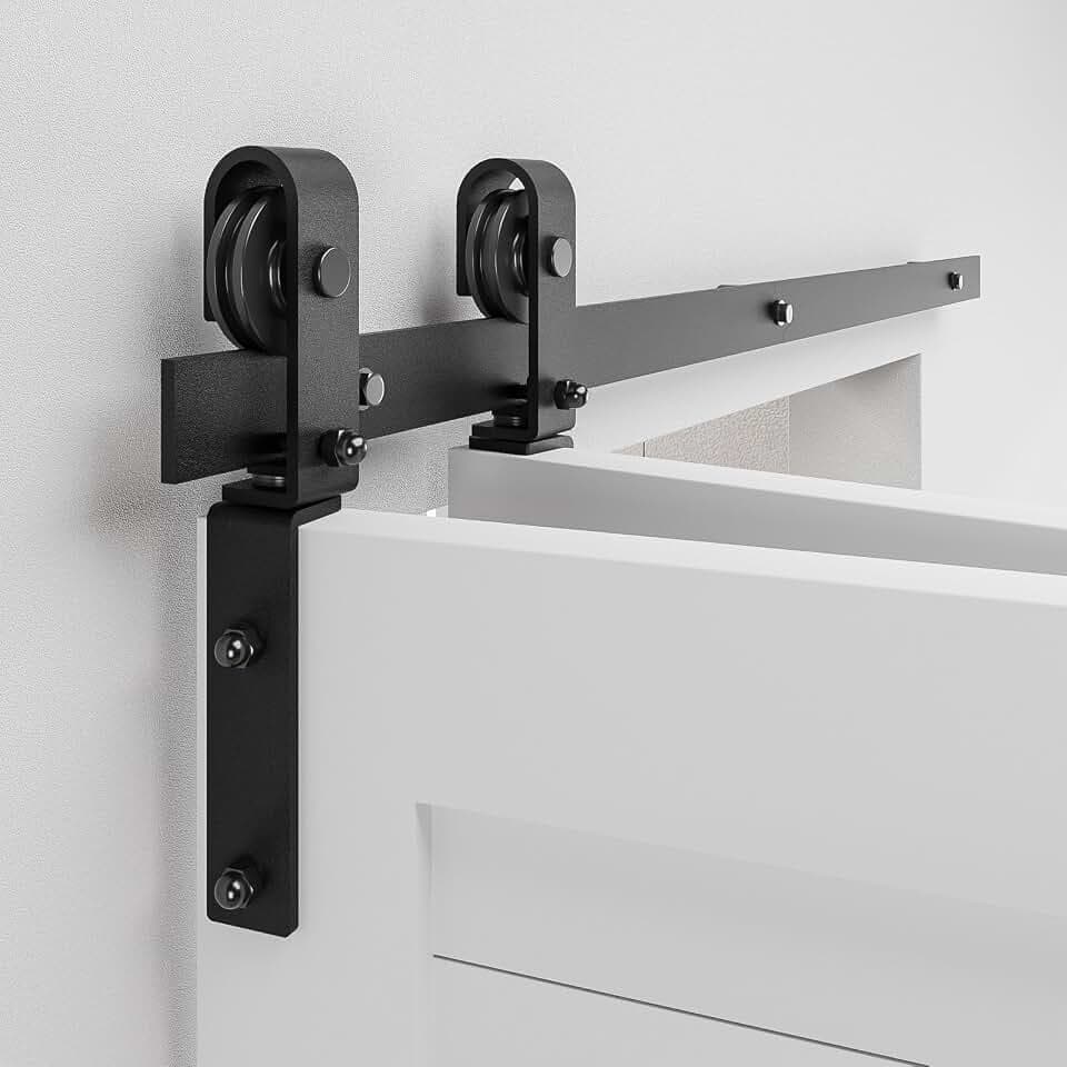 36" Bi-Folding Sliding Barn Door Hardware Track Kit,Smoothly&Quietly,Side Mounted Black Roller,Easy Install,Door Not Included [Fit Double 16" Bifold Doors]