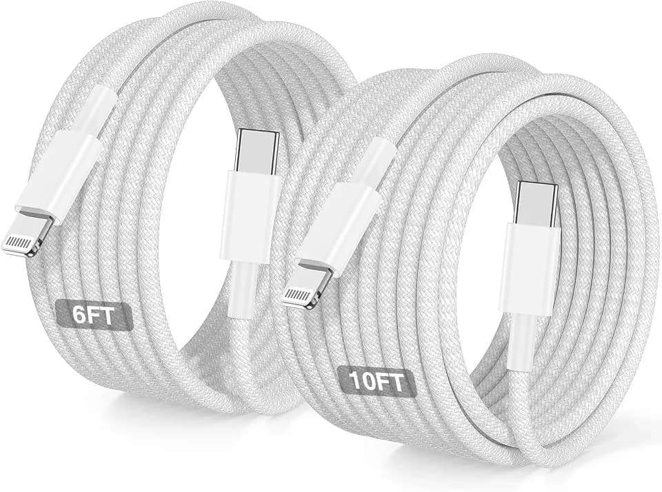 USB C to Lightning Cable Nylon Braided [Apple MFi Certified] - 2Pack 6/10FT