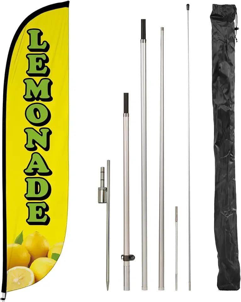 LookOurWay Feather Flag Pole Kit, Juice Flag, Lemonade Yellow, 12ft Set