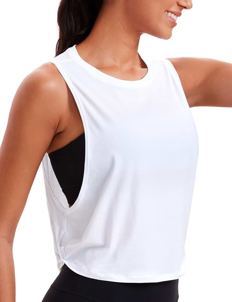 CRZ YOGA Pima Cotton Tank Top Tiefer Armausschnitt