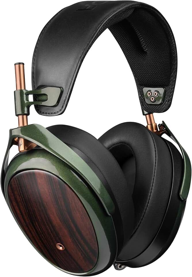 MEZE Audio | Strada | Wired Over-Ear Closed-Back Dynamic Headphones for Audiophiles | Macassar Ebony Wood Earcups | Detachable Magnetic Earpads | 2 Twisted OFC Cables Included