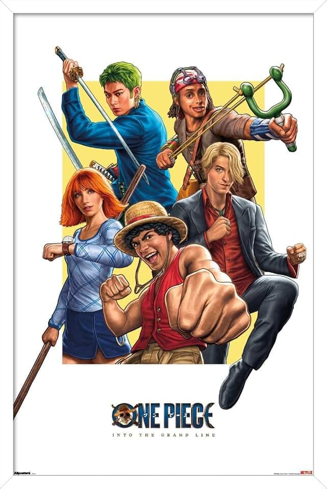 Trends International Netflix One Piece: Season 2 (2026) - Straw Hat Group Wall Poster, 22.4L x 14.7W, White Framed Version
