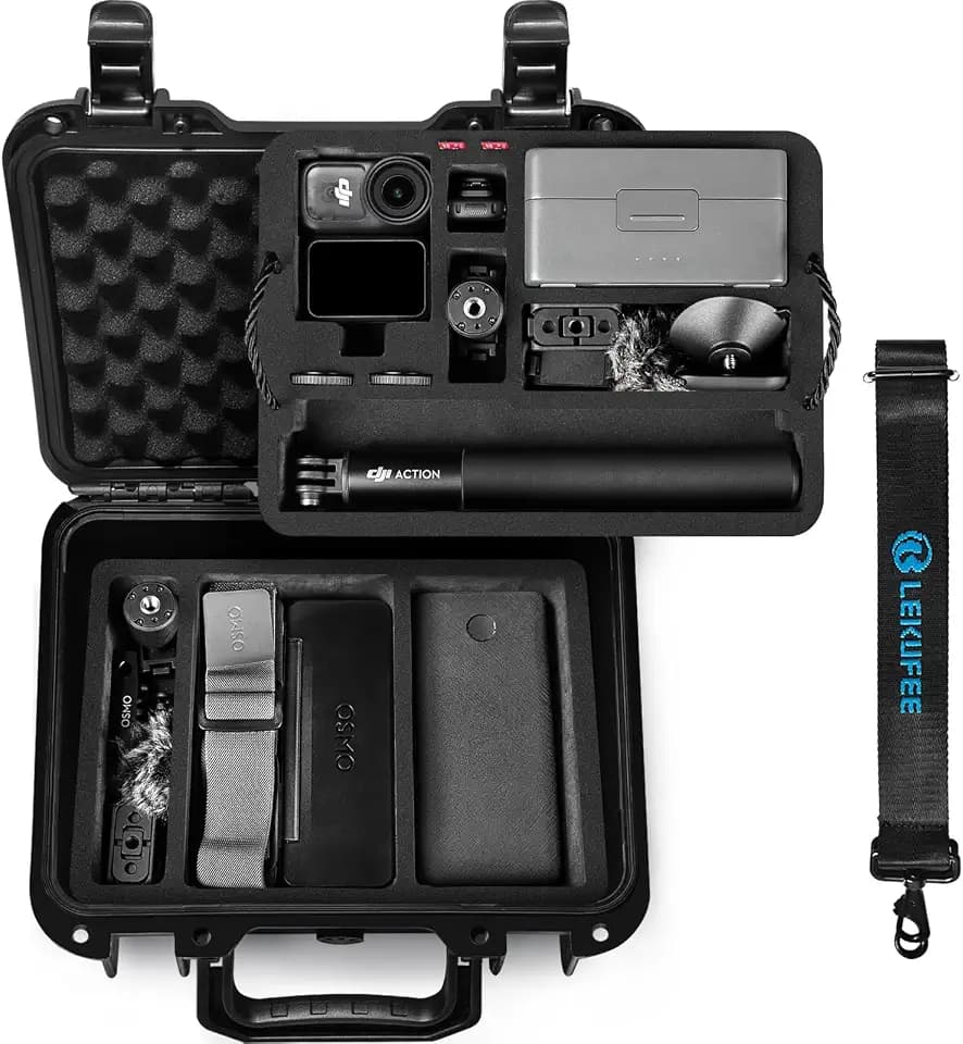 Lekufee Portable Waterproof Hard Case for DJI Osmo Nano, Standard Combo (64GB / 128GB) - Vlogging Camera, DJI Mic 3/2/Mini, More Accessories(Case Only)