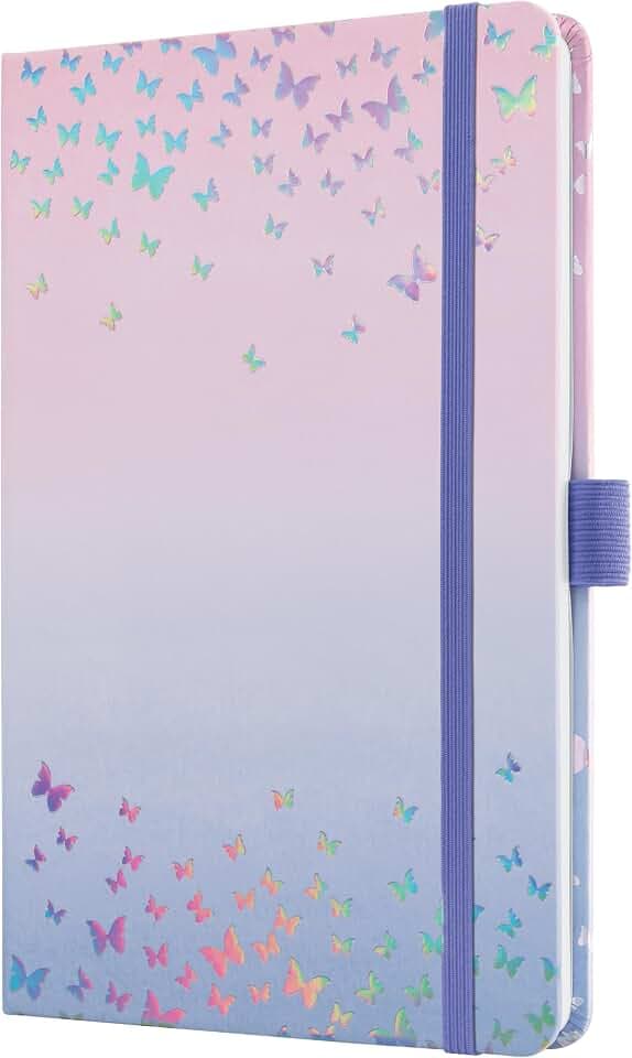 SIGEL J5347 Wochenkalender Jolie 2025, Butterfly Confetti Candy, ca. A5, Hardcover, Gummiband, Stiftschlaufe, Einstecktasche, 174 Seiten, vegan, Buchkalender, Terminplaner