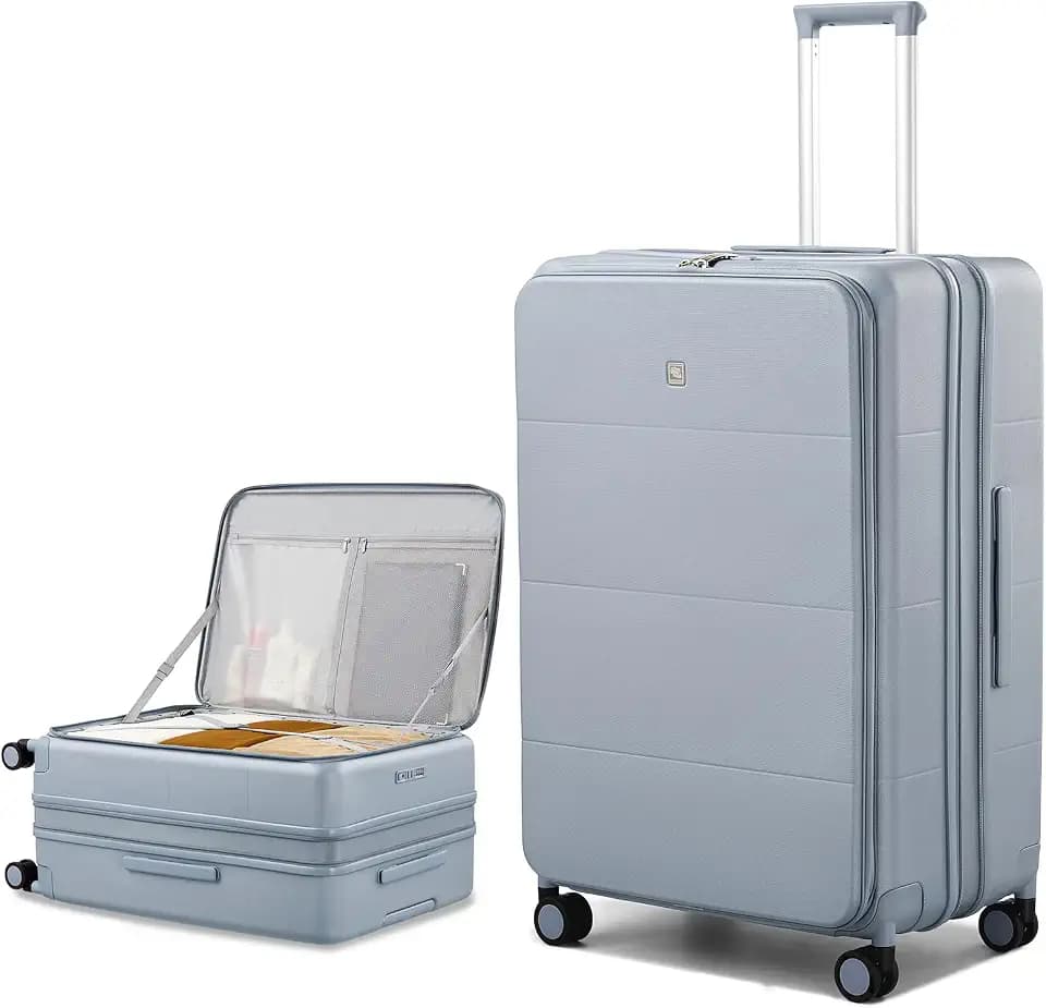 Hanke Expandable Large Checked Luggage, 28 Inch Top Opening Suitcase