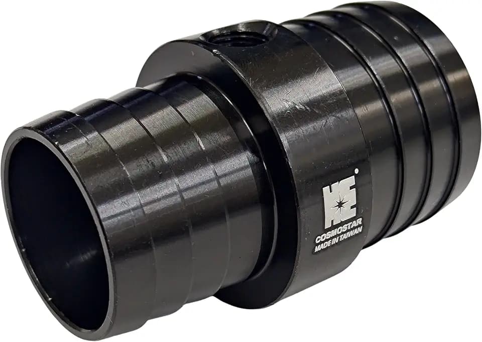 Cosmostar 1-1/4" to 1-1/2" Radiator Hose Barb Coupler Adapter with 1/8" NPT Steam Port for LS Swap – Aluminum Coolant Crossover Splice for Steam Vent Radiator Hose Fitting (Black)-NN2024N02