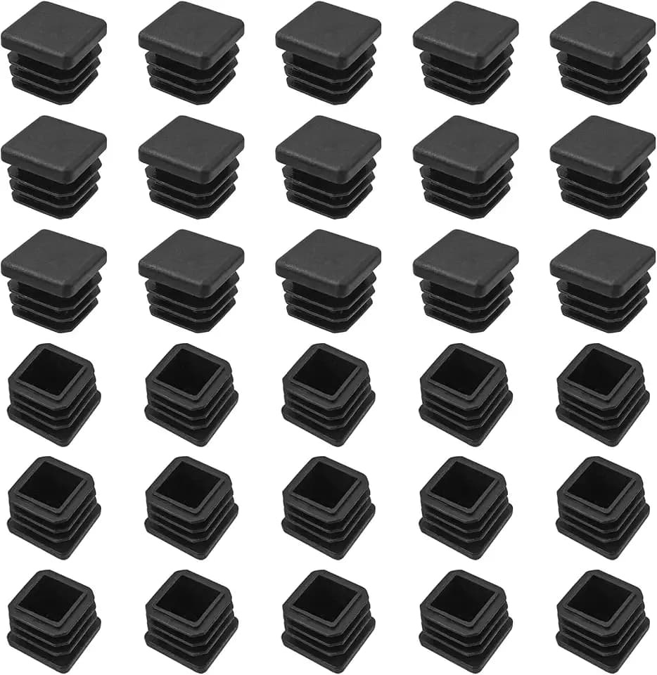 30 Stück Quadrat-Rohrstopfen,20 x 20 mm Lamellenstopfen für Vierkantrohr,Kunststoff Fußkappen Schwarz Quadratstopfen für Quadratrohr Vierkantrohr