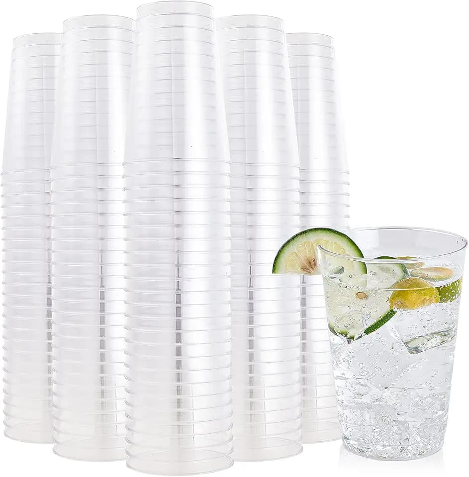 FOCUSLINE 200 Pack 12 oz Clear Plastic Cups, Disposable Plastic Cups