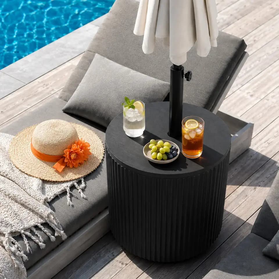 Umbrella Table with Hole, Umbrella Stand Table, Black