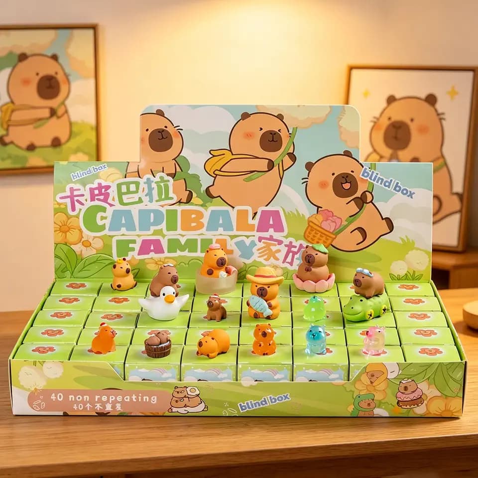 40PCS Mini Capybara Figurines Set,40 Unique Non-Repeating Cute Animal Figures,Collectible Capybara Desk Pets,Tiny Mystery Style Toys for Display,Gifts,Party Favors and Collecting