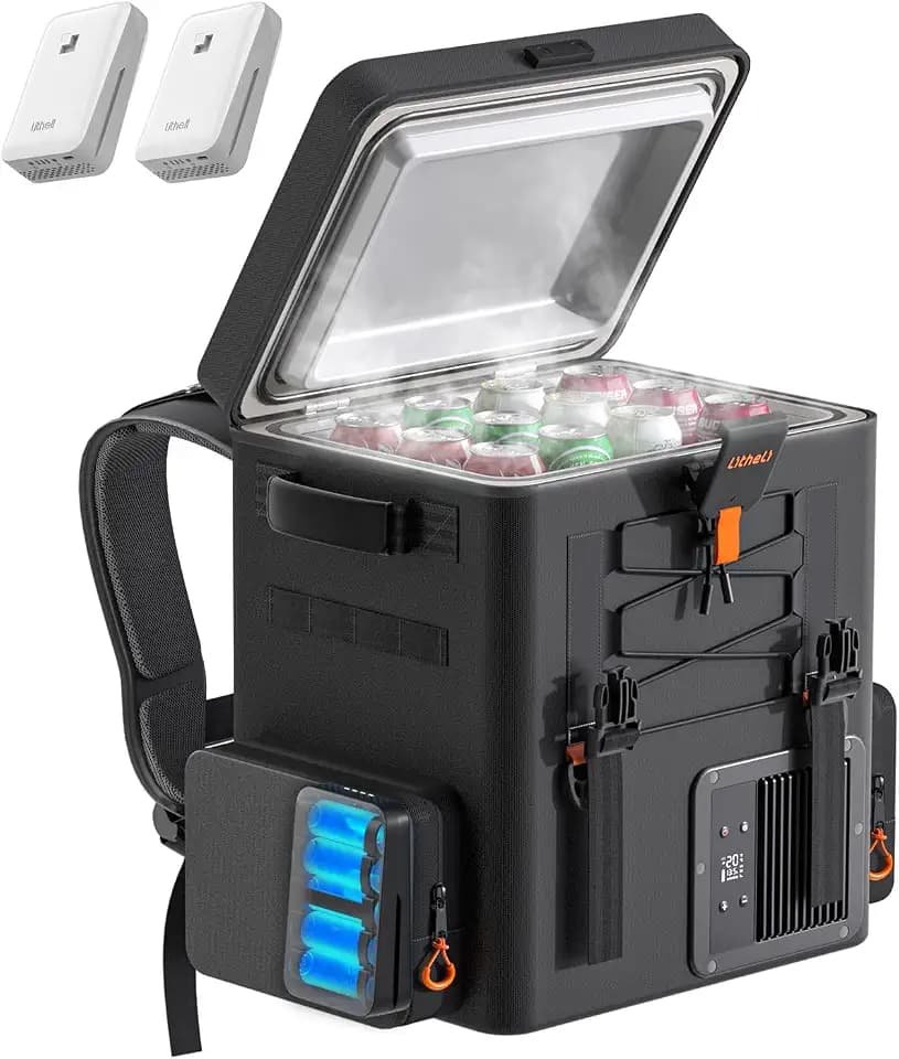 LiTHELi 12 Volt Portable Refrigerator with 2 U20 Batteries,20L/21QT Car Fridge, Portable Freezer (-4℉~68℉),Compressor Cooler with 12V/24 DC for Outdoor Camping Overlanding Truck RV SUV Van