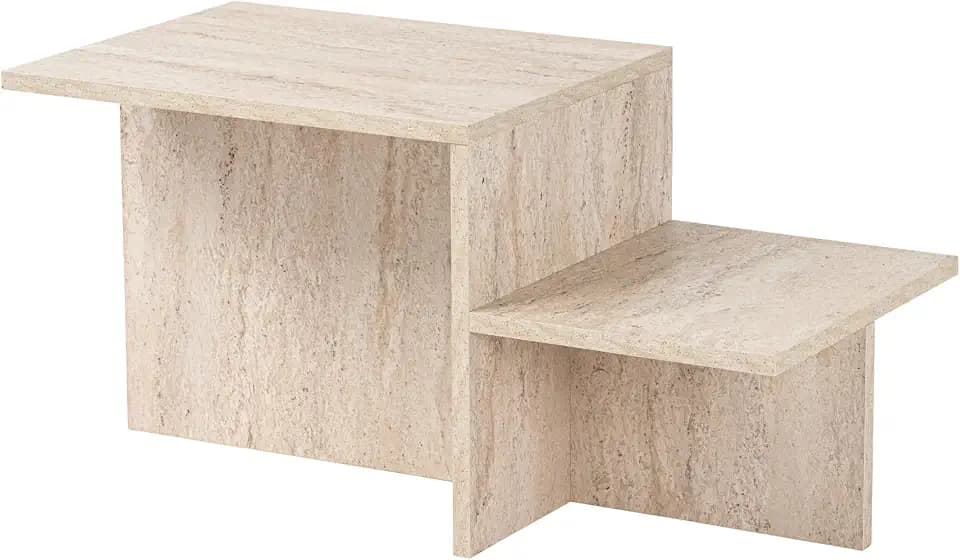 Moderner rustikaler Couchtisch, Travertin, 80 x 40 x 40 | aus 100% melaminbeschichteter Spanplatte, Stärke: 18 mm | perfekt für modernes Homeoffice & Arbeitszimmer, Elegantes & funktionales Design