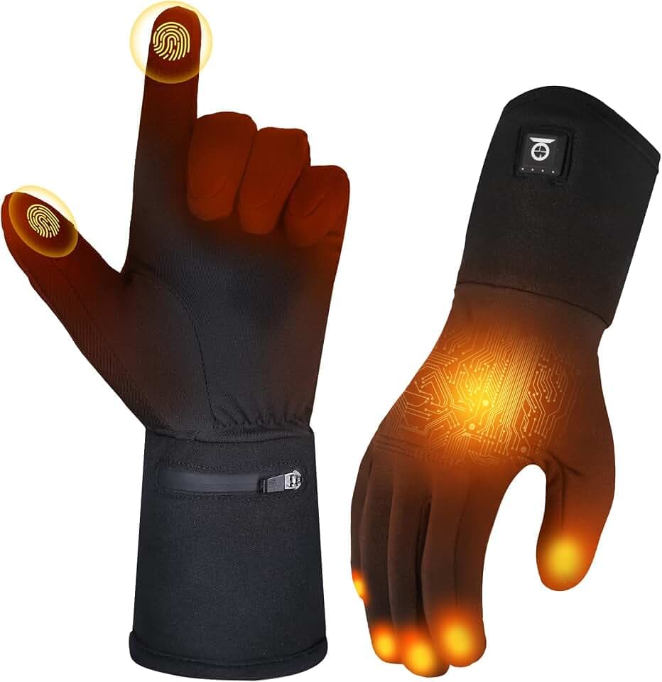Heated Glove Liners for Men Women, Rechargeable Battery Electric Heated Gloves, Winter Warm Glove Liners, Thin Gloves Riding Ski Snowboarding Hiking Cycling Hand Warmers