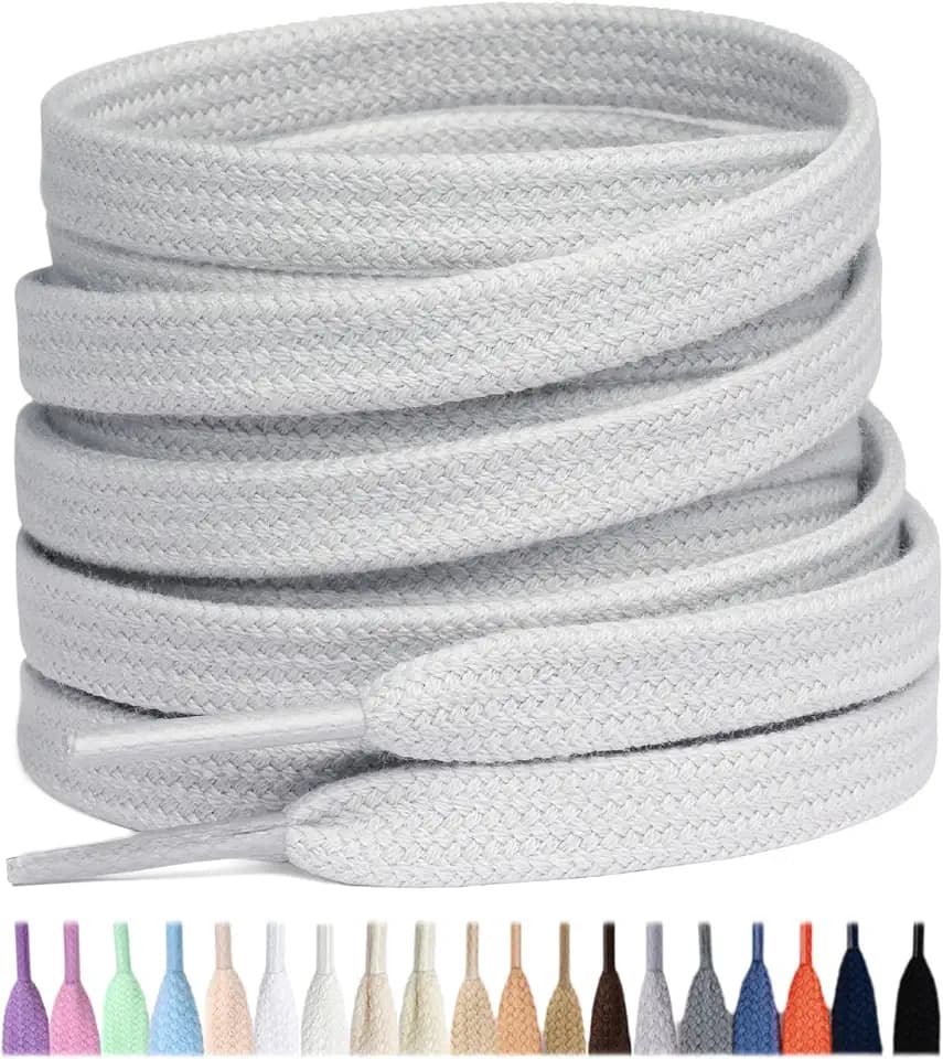 Stepace 2 Paar Baumwolle Flache Schnürsenkel, 8 mm Schuhbänder für Sneakers