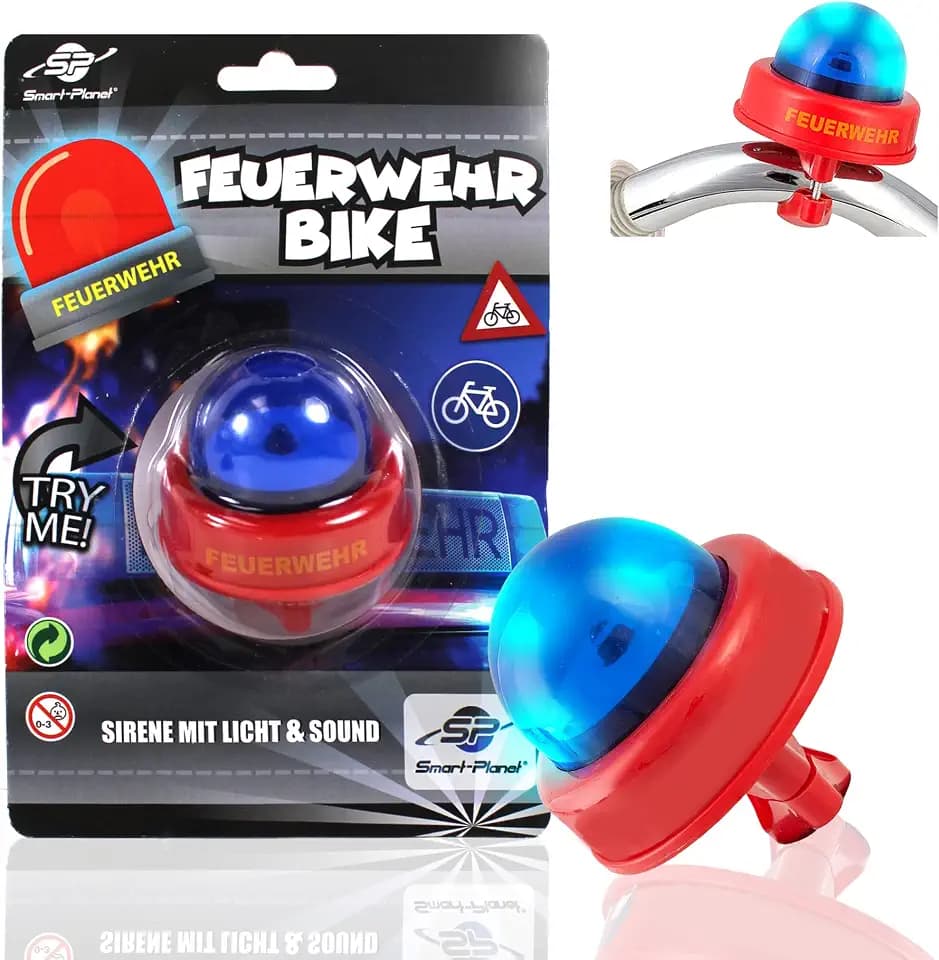 Smart-Planet Fahrradklingel Fahrradsirene Feuerwehr für Kinder, LED