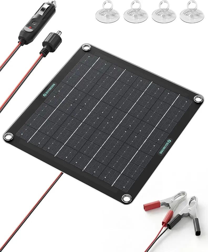 10W Solar Battery Charger, 12V Maintainer - Waterproof for Car & RV