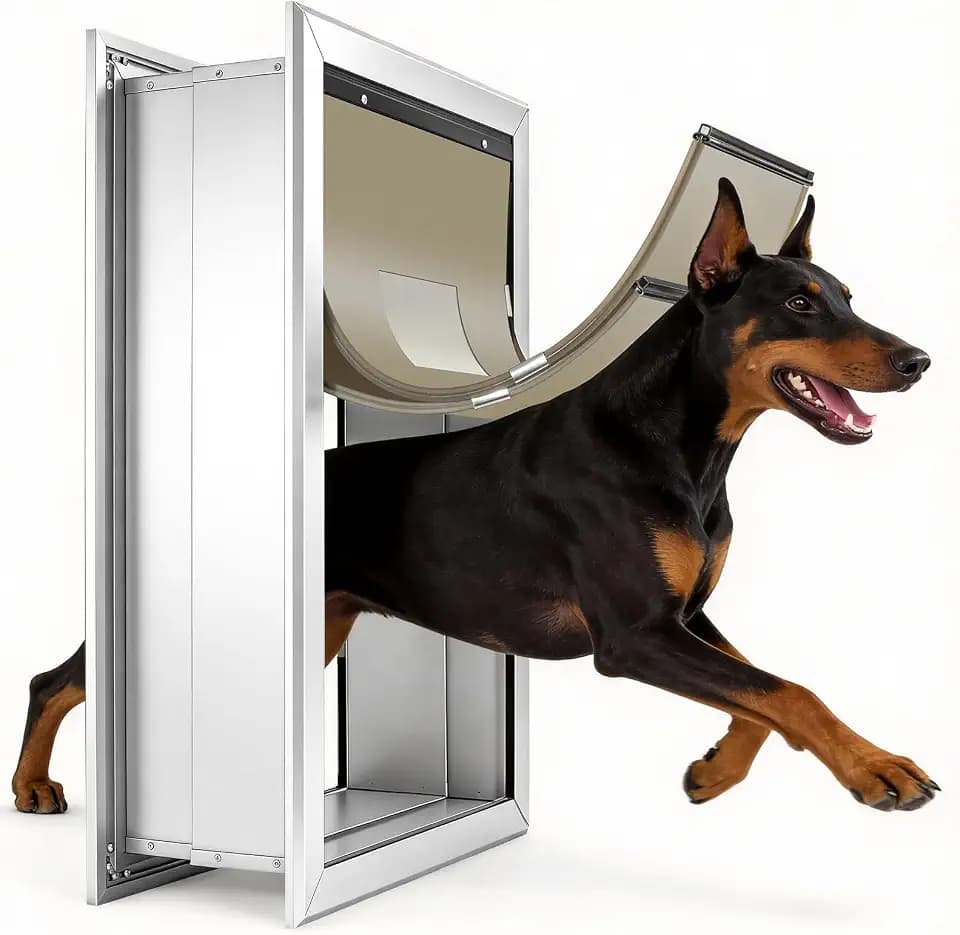 XL Dog Door, Never Rust Aluminum Frame, Sliding Lock Panel, Extra Large