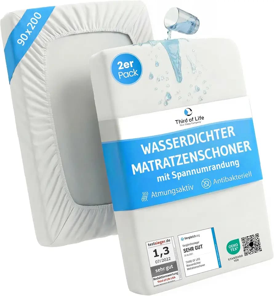 Matratzenschoner 90 x 200 Doppelpack, wasserdichte Inkontinenzunterlage