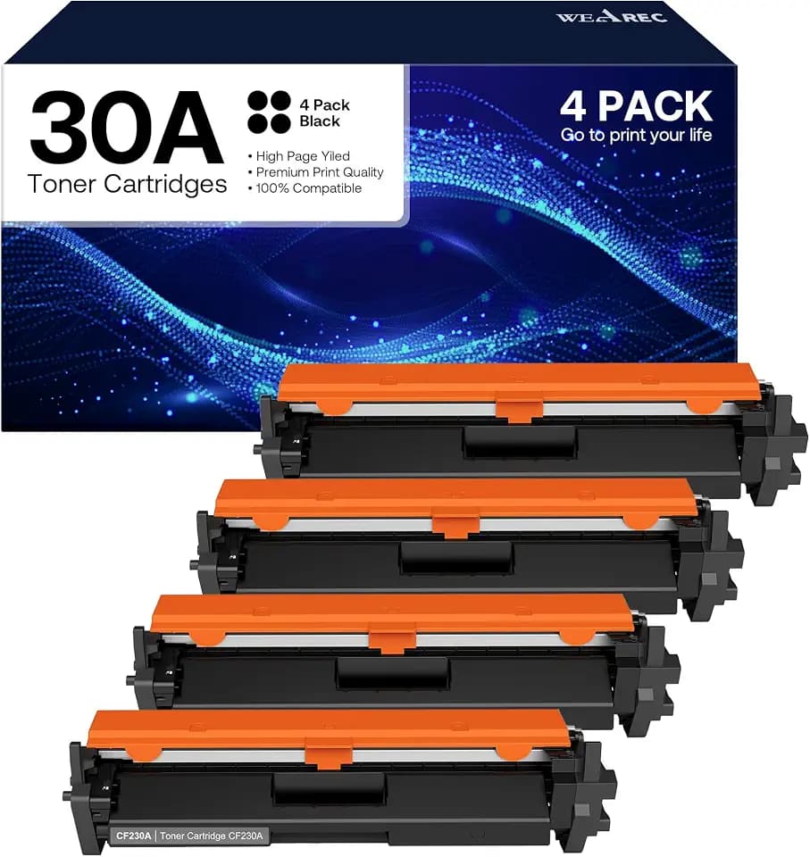 WEAREC 30A CF230A Toner Cartridge Replacement for HP 30A CF230A 30X CF230X Compatible for LaserJet Pro MFP M227fdn M227fdw M227sdn M203d M203dn M203dw Printer(Black,4-Pack)