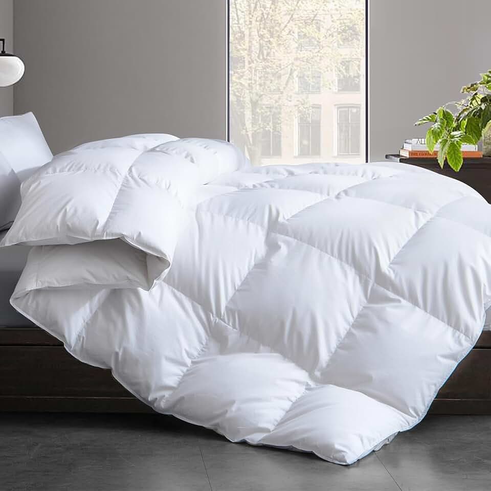 Cosybay Feather and Down Fiber Comforter Insert Full, 100% Cotton Cover