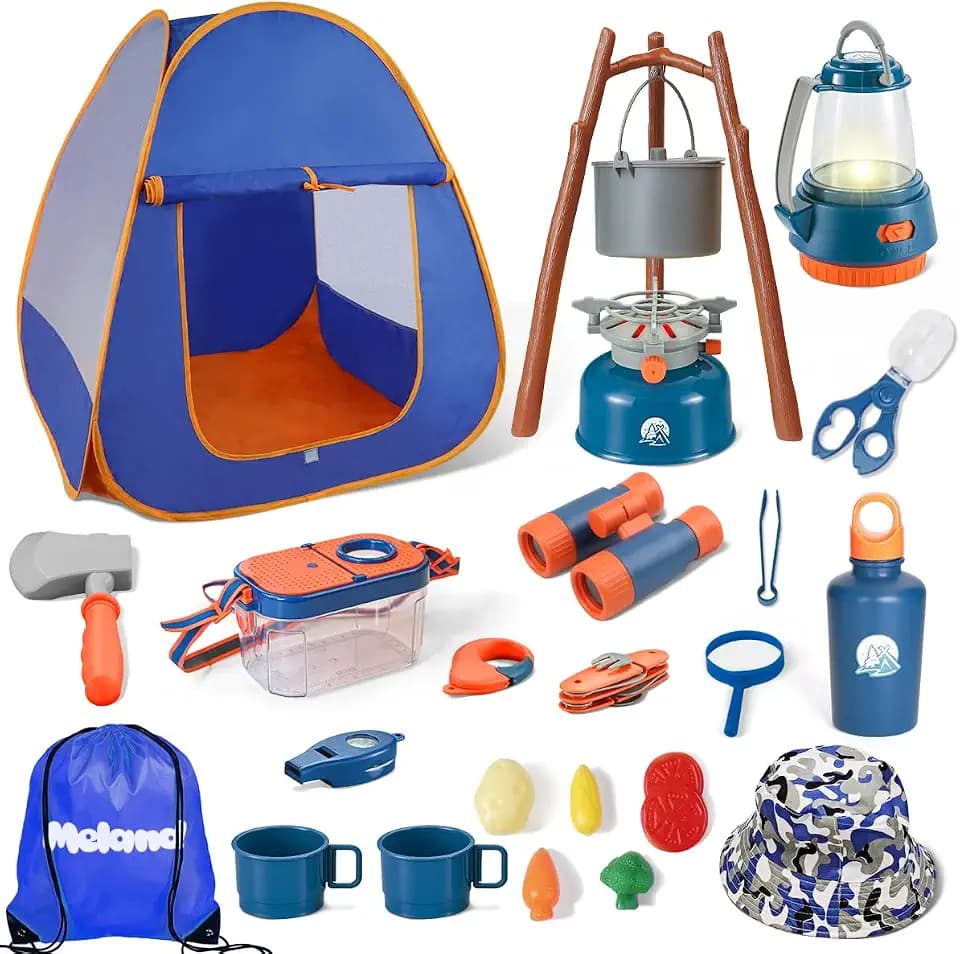 Meland Camping Play Set for Child 3-6, Pretend Adventure Toy Gift