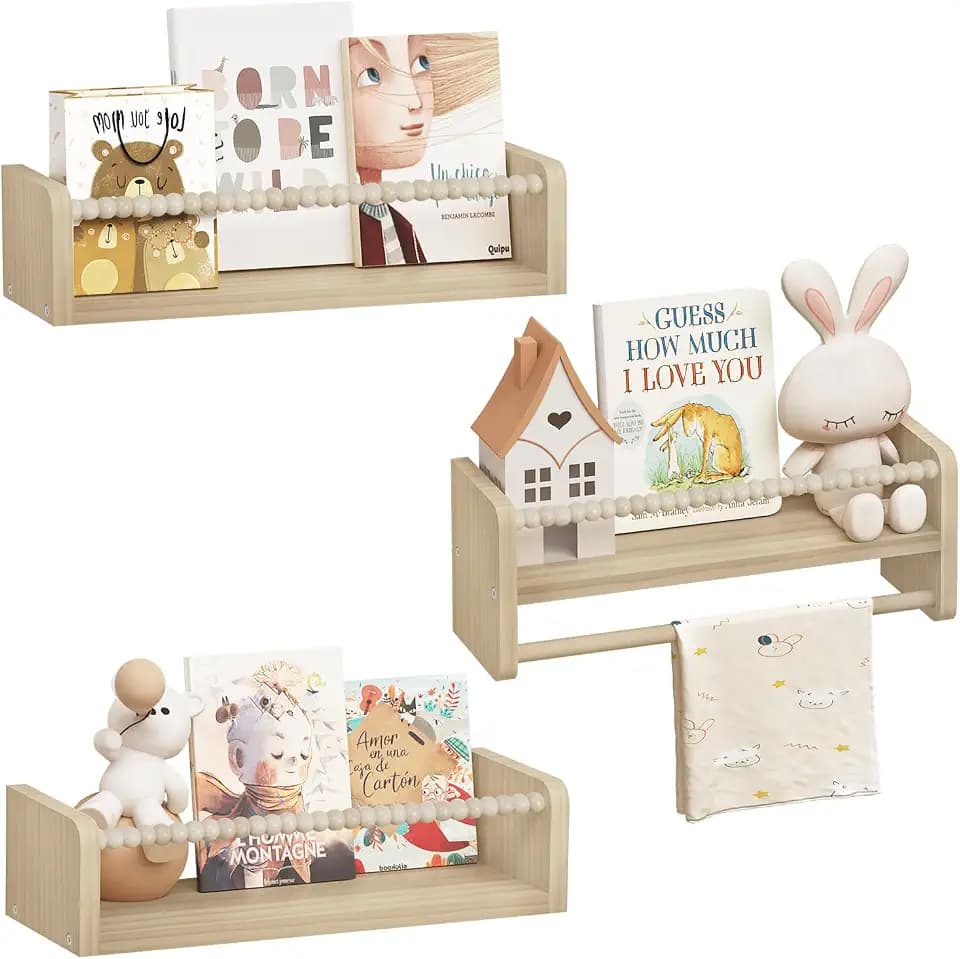 WOLTU 3er Set Kinder Bücherregal Wand, 40cm Wandregal Kinderzimmer