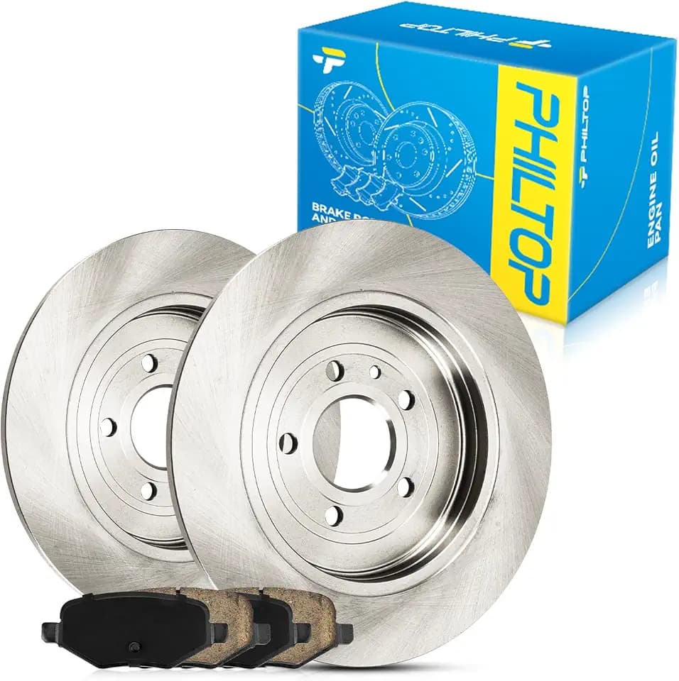 PHILTOP 54165+D1377 Rear Disc Brake Rotor and Ceramic Brake Pad Set Kit For Explorer 2011-2019, Edge 2011-2014, Taurus 2010-2019, Flex 2009-2019, MKX 2011-2015, MKS 2009-2012, MKT 2010-2019, 6pcs