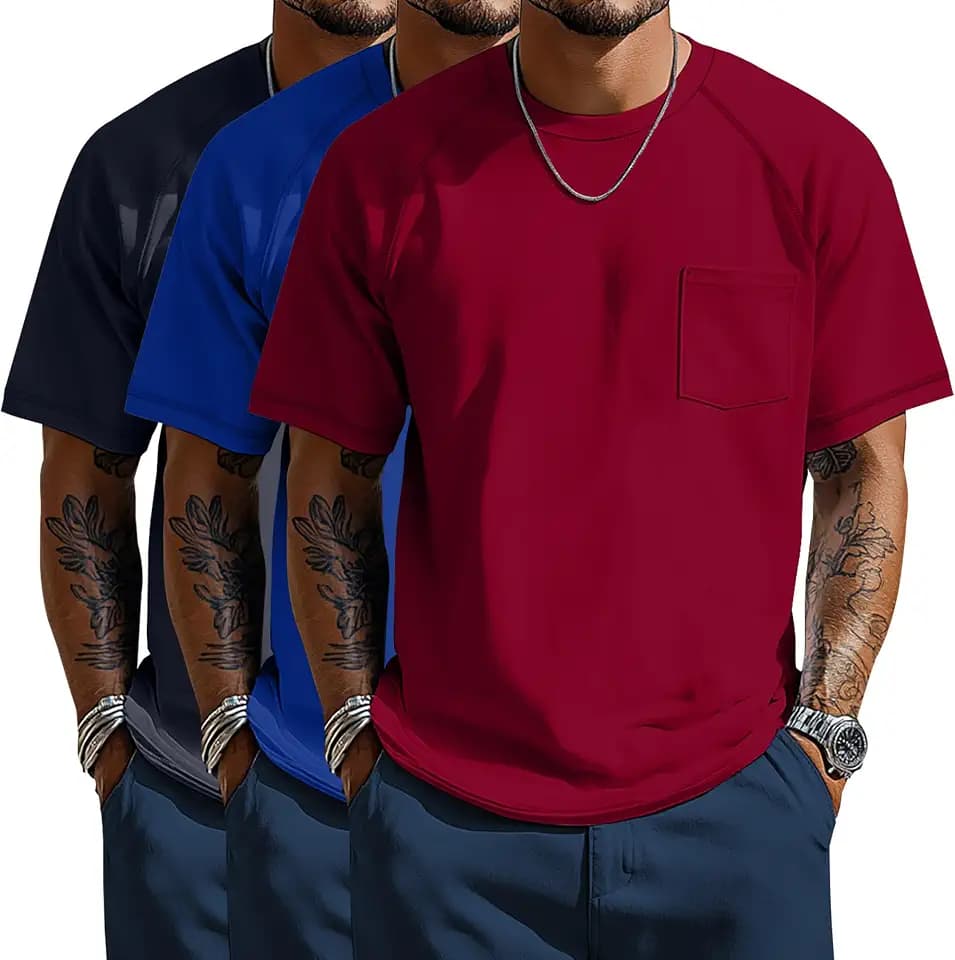 Neer 3 Pack Men's Big and Tall Pocket T Shirts