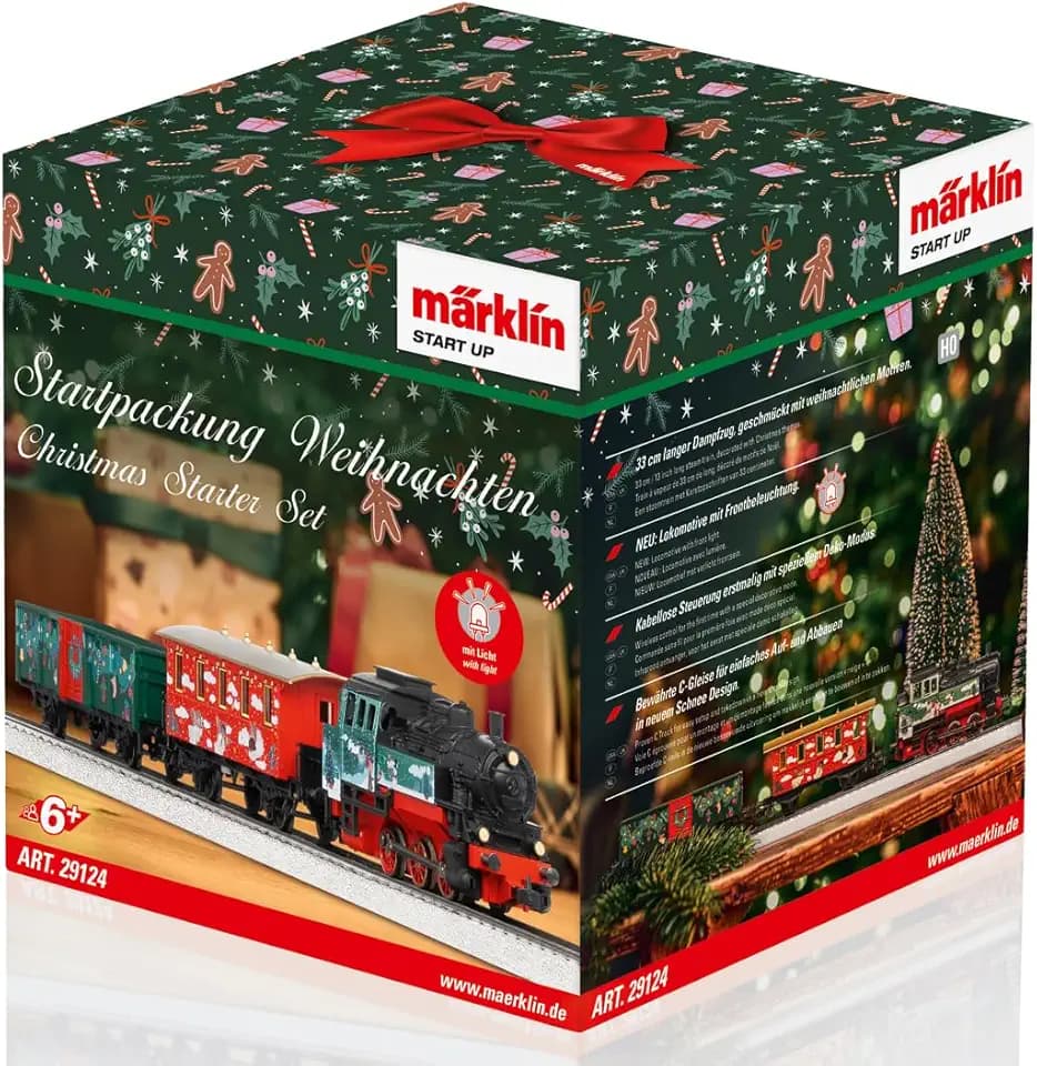 Märklin Start up 29124 - Startpackung Weihnachten mit Dampflok, Personenwagen und Güterwagen in weihnachtlicher Gestaltung, Spur H0, ab 6 Jahren - ideal für den Einstieg in die Modellbahnwelt