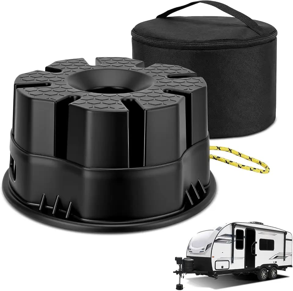 Trailer Jack Block, 6''H RV Leveling Blocks with Bag for Travel Trailer, Camper Stabilizer Blocks Suit for Any Tongue Jack, Post, Foot, 5th Wheels, Round Square or Scissor Stabilizer, 1 Pack