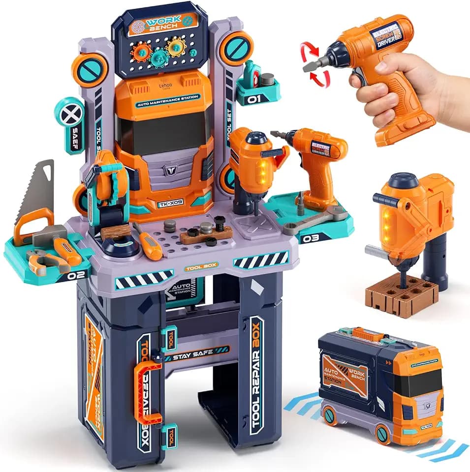 Lehoo Castle 2-in-1 LKW Werkbank & Werkzeugkoffer Kinder