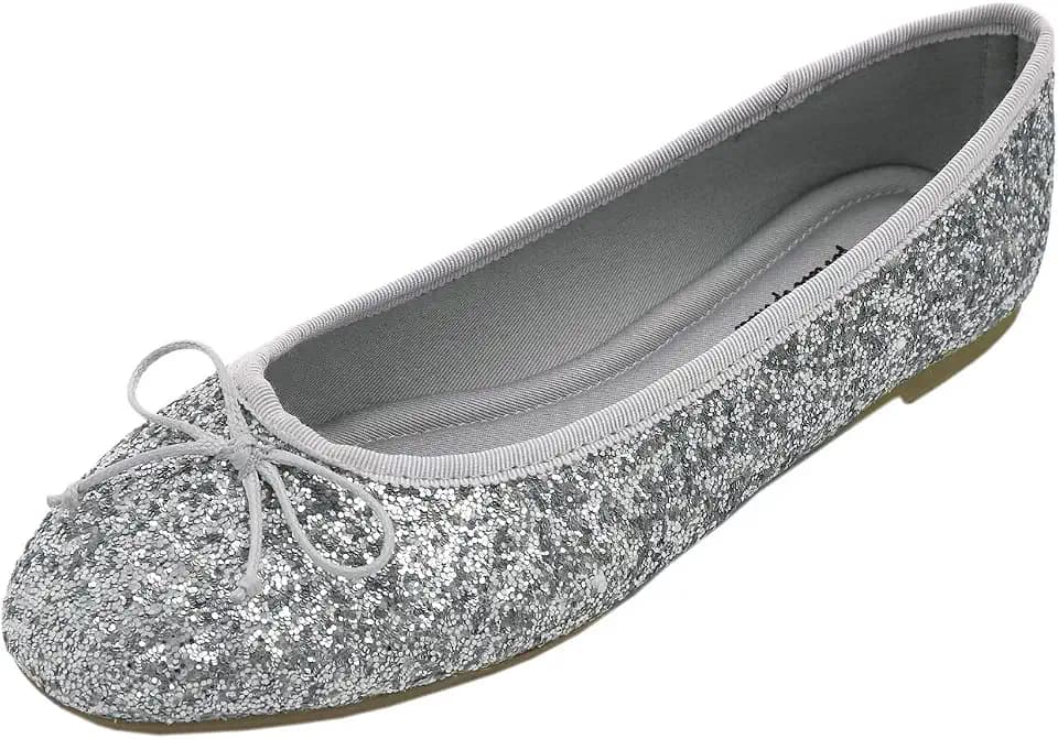 FEVERSOLE Women's Macaroon Colorful Memory Foam Cushion Insock Patent Ballet Flat
