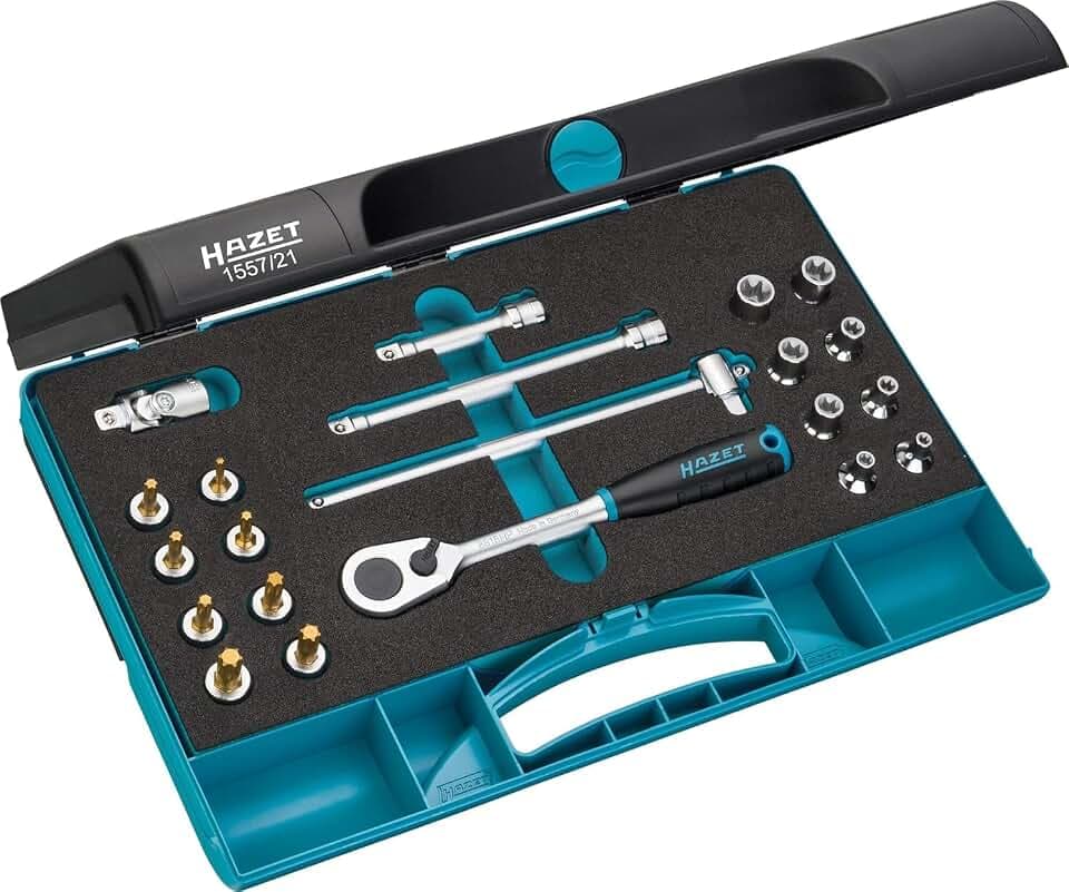HAZET Werkzeug-Satz 1557/21, 3/8 Zoll (10 mm) Vierkant, Außen TORX Profil