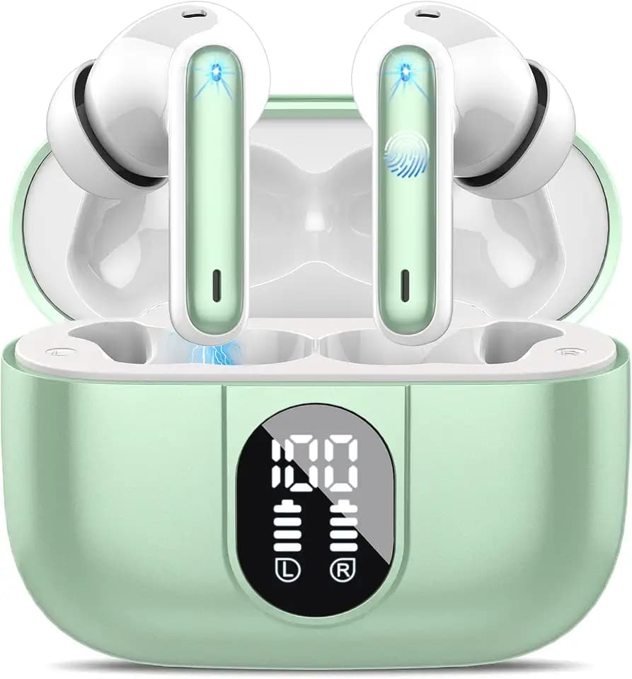 KI-Sprachübersetzer-Ohrhörer in Echtzeit, 3-in-1-Bluetooth-5.3, mit 164 Sprachen, 6 Übersetzungsmodi, 40 Stunden Übersetzungs-Kopfhörer mit ENC-Mikrofonen, geeignet auf Reisen, beim Studium, Grün