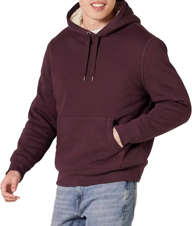 Amazon Essentials Men's Regular Fit Sherpa-Lined Pullover Hoodie