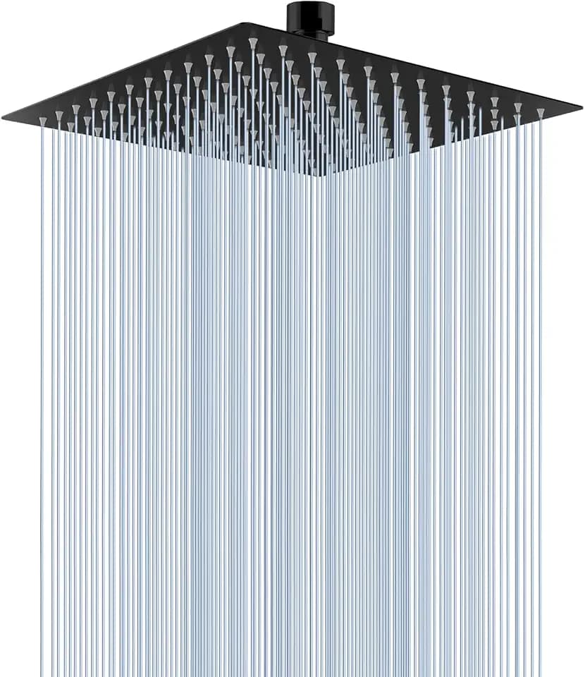 Voolan Rain Shower head, High Pressure Shower Head Made of 304 Stainless Steel, Relaxed Shower Experience Even at Low Water Flow and Pressure (10" Black)