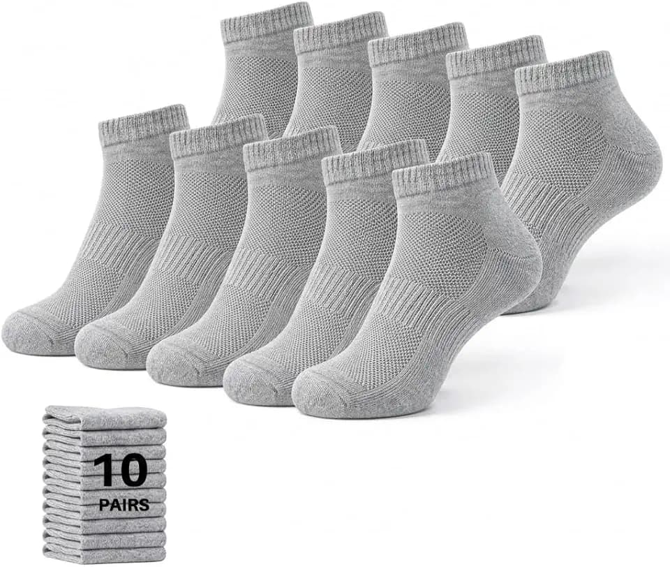 Unisex Cotton Ankle Socks, Low Cut Cushioned Socks Multipack