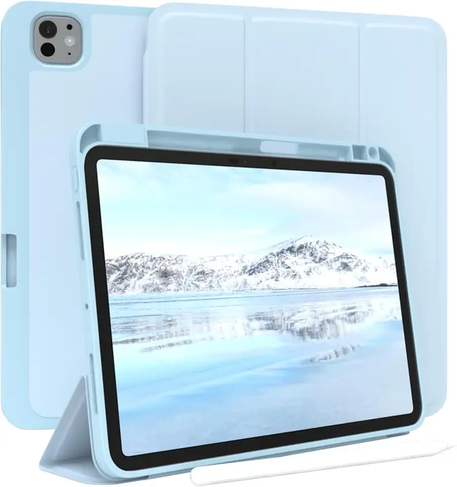 EAZY CASE - Hülle für iPad Pro 11" mit Stifthalter [Modell 2024] - 11 Zoll Hülle für iPad Pro Case - Hülle Tablet Cover - Aufstell Smartcase - Klappcase & Standfunktion - Auto Sleep Wake Up Hell Blau