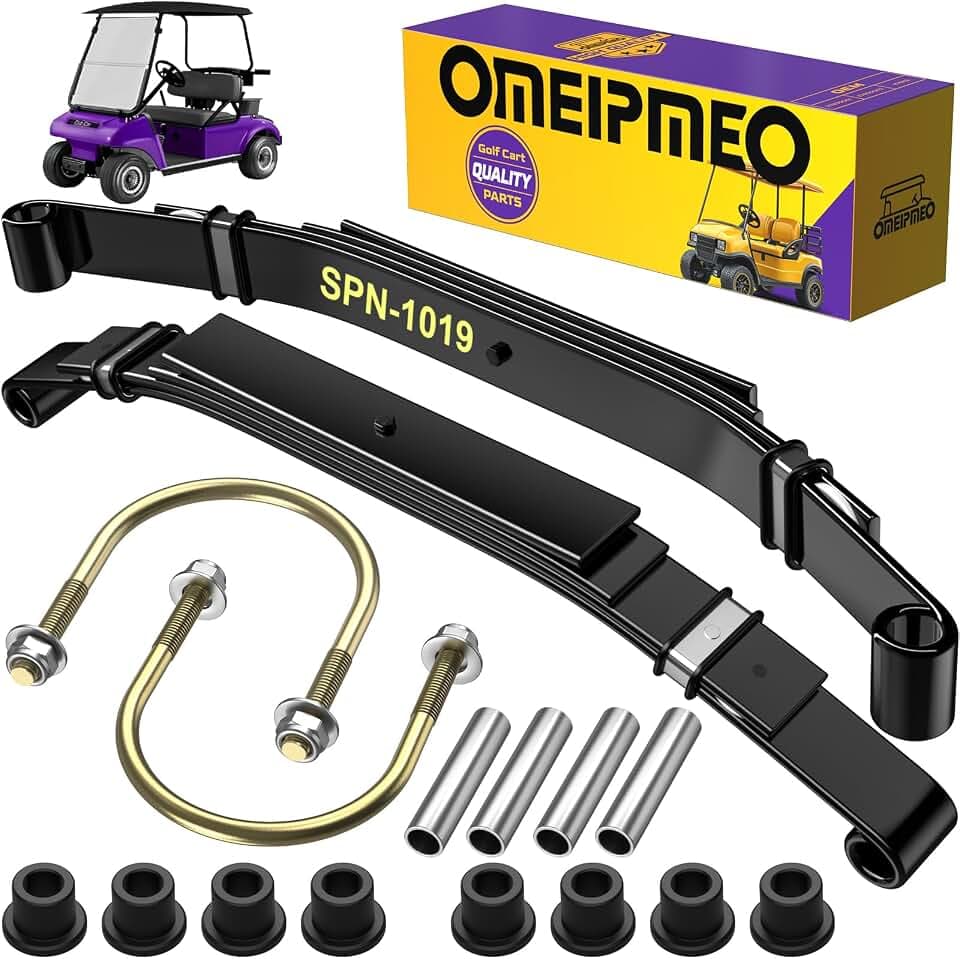 Golf Cart Heavy Duty Rear Leaf Spring Kit, Club Car 4-Leaf Springs Fit Club Car DS 1982-UP, Club Car DS Leaf Spring Kit with Bushings Sleeves U Bolts, Replaces OEM# 102006501 1014675 1011149 1012618